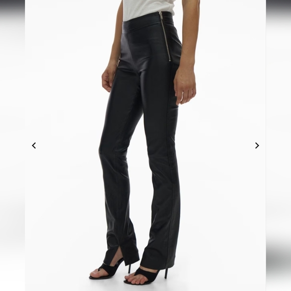 Helmut Lang Core Slit Black Leather Pants Size 4 - Picture 1 of 16